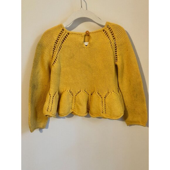 Misha & Puff Yellow Knit Sweater For Kids 3-4 Years 100% Cotton Long Sleeve Butt - Picture 2 of 7